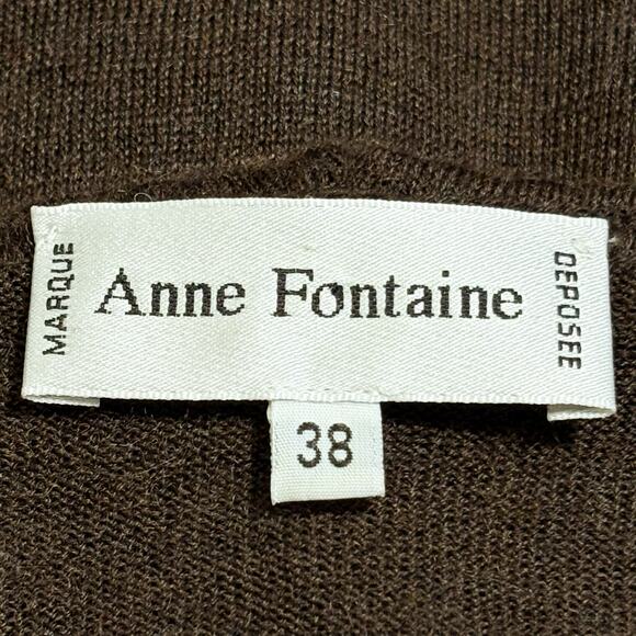 Anne Fontaine Chocolate Brown Cashmere Silk Ruffle Cardigan VTG Y2K 38 EU - Picture 5 of 6